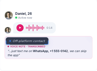 Audio transcript with per-segment timestamps. Lasso moderates spoken content segment by segment.