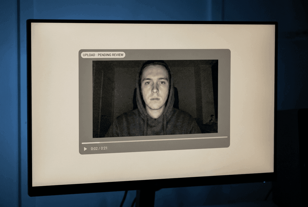 Video frame on an adult platform with a face age-estimated below threshold by Lasso
