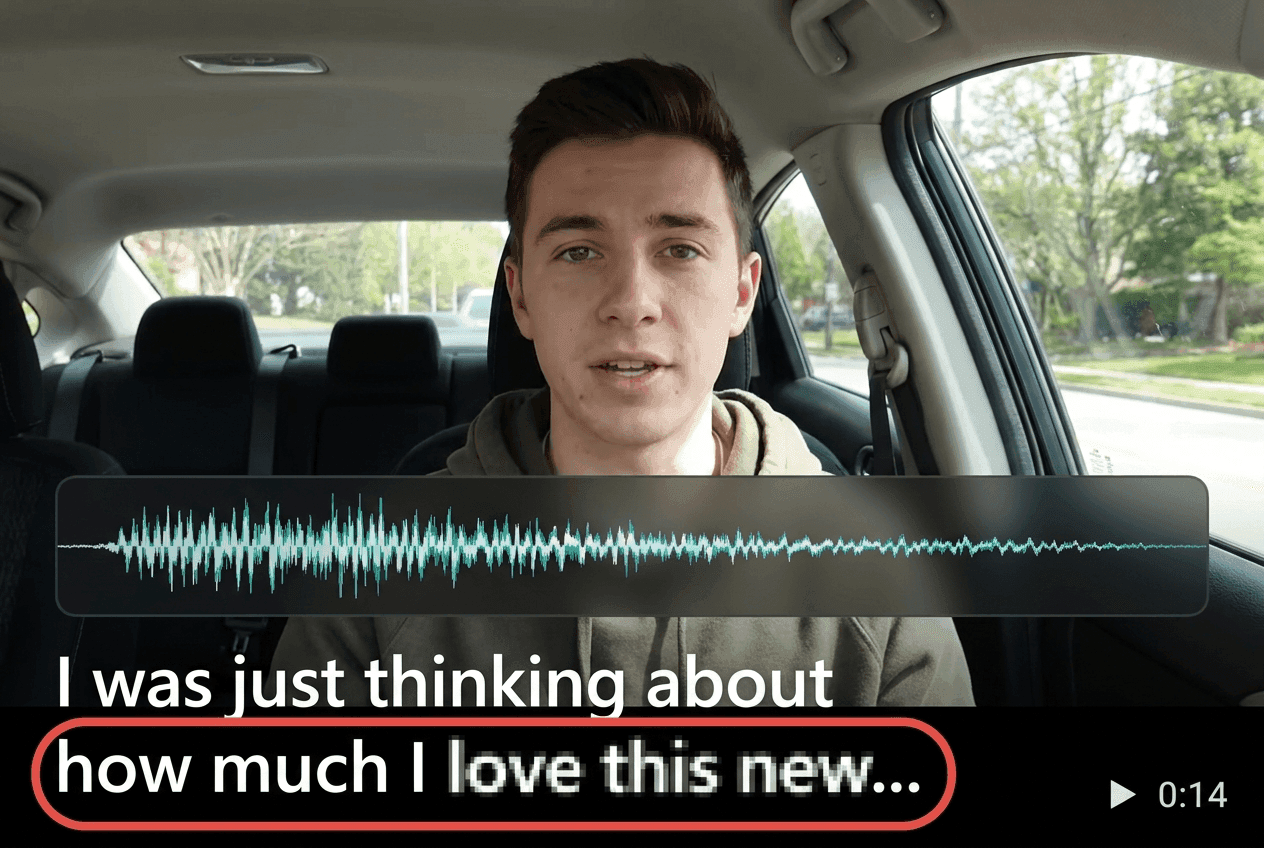 Video post with a spoken threat detected via audio transcription by Lasso