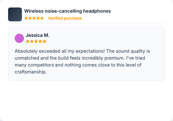 Marketplace product review detected by Lasso as AI-generated text