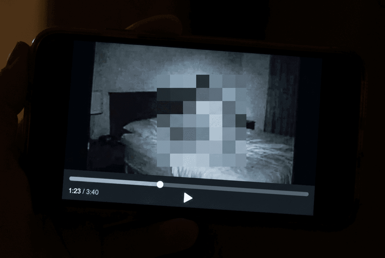 User-uploaded video clip analyzed frame by frame, explicit content flagged at a timestamp by Lasso