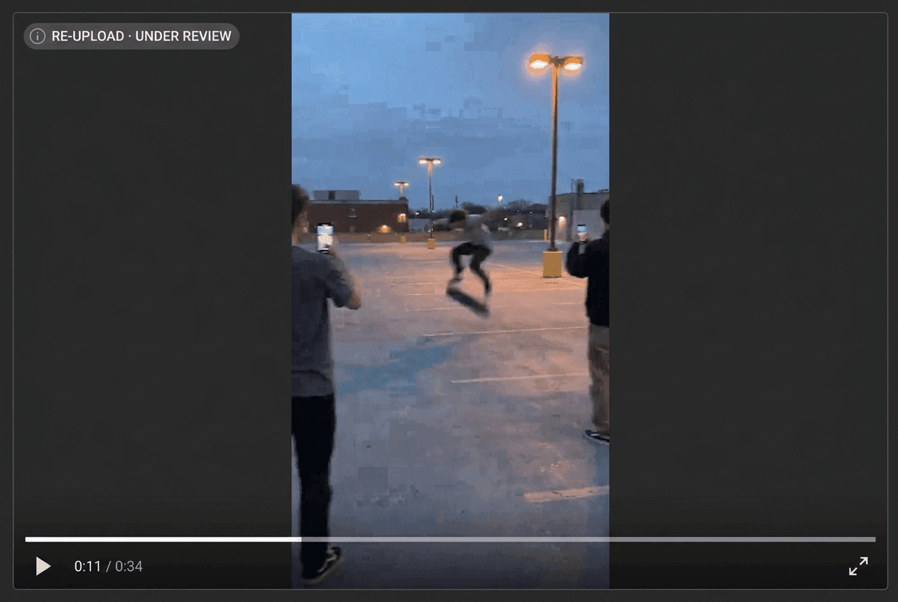 Re-uploaded video identified as a near-duplicate of removed content through frame-level hash matching