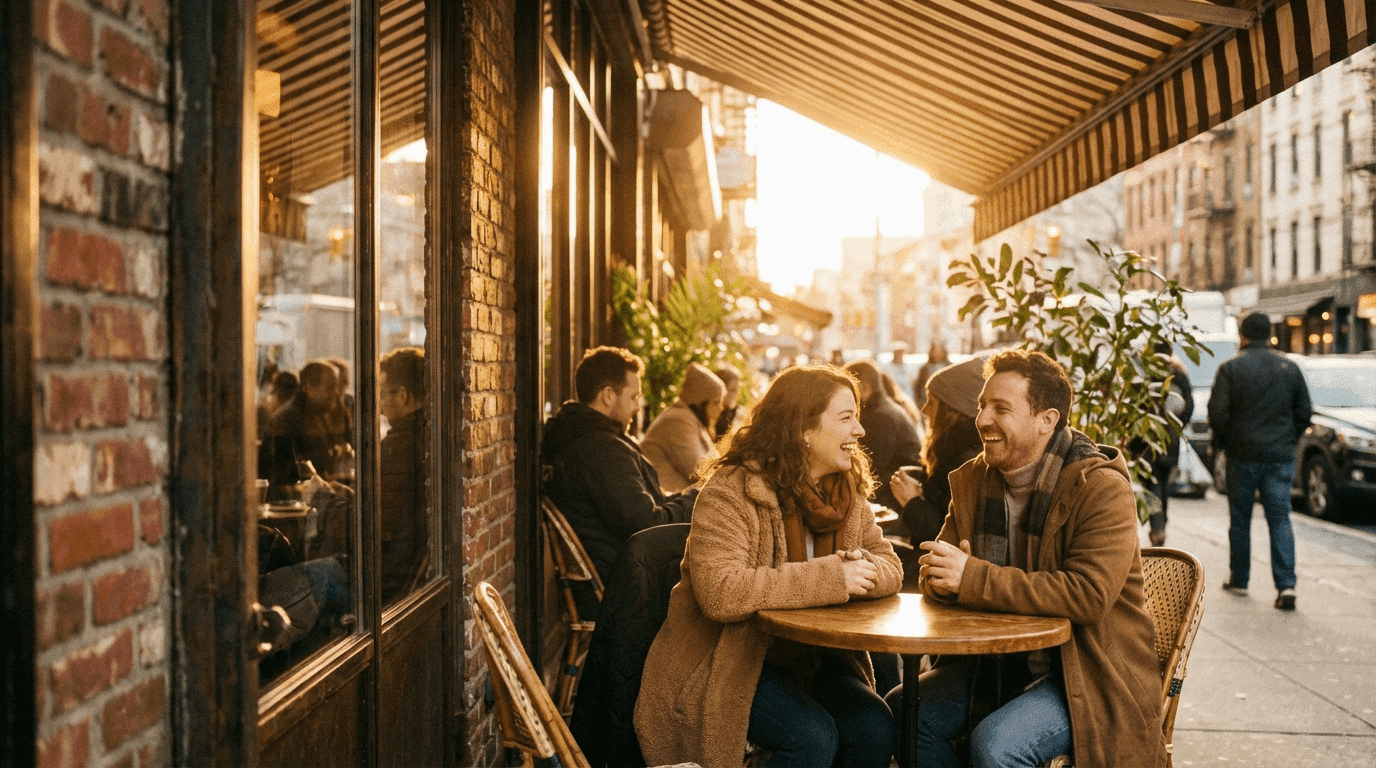 Couple meeting on a dating platform